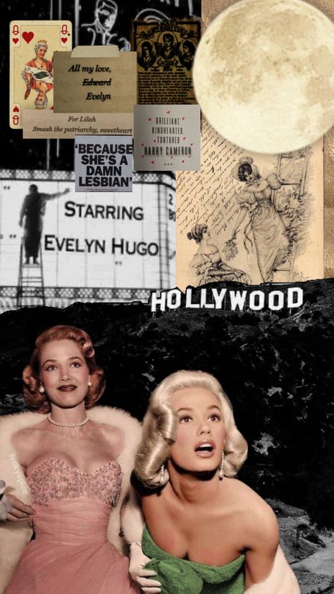 the seven husbands (and one girlfriend) of evelyn hugo #evelynhugo #celiastjames #sevenhusbandsofevelynhugo #harrycameron #books #collage #vintage #moodboard #aesthetic Books Collage, Vintage Moodboard, Evelyn Hugo, Moodboard Aesthetic, Smash The Patriarchy, Collage Vintage, The Seven, Mood Board, Hollywood