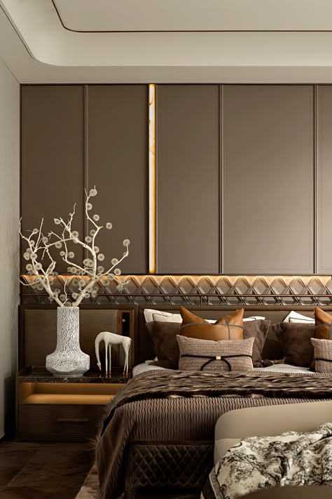 bedroom decoration aesthetics modern cozy Modern Bedroom Design Luxury, Modern Luxury Bedroom Furniture, Luxury Bedroom Interior Design, Bedroom Design Luxury, Contemporary Bedrooms, Modern Luxury Interior, Luxury Bedroom Furniture, Bedroom Interior Design Luxury, Modern Luxury Bedroom