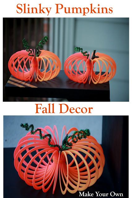 Slinky Pumpkin Craft, Slinky Pumpkins, Kids Food Crafts, Fall Ornaments, Theme Preschool, Art Camp, Pumpkin Fall Decor, Pumpkin Centerpieces, Craft Room Decor