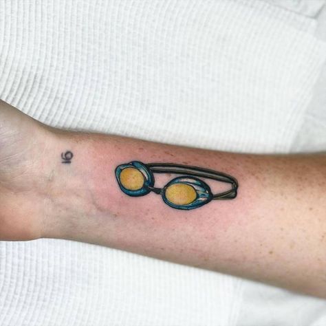 Goggles Tattoo, Swimming Tattoo, Sport Swimming, Timeless Tattoo, Self Love Tattoo, Omerta Tattoo, Inner Forearm, Fresh Tattoo, Small Tattoos For Guys