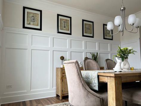 Horizontal Beadboard, Wall Trim Ideas, Paneling Wallpaper, Judges Paneling, Craftsman Style Trim, Wainscoting Wall Paneling, Craftsman Dining Room, Colonial Living Room, Beadboard Wainscoting