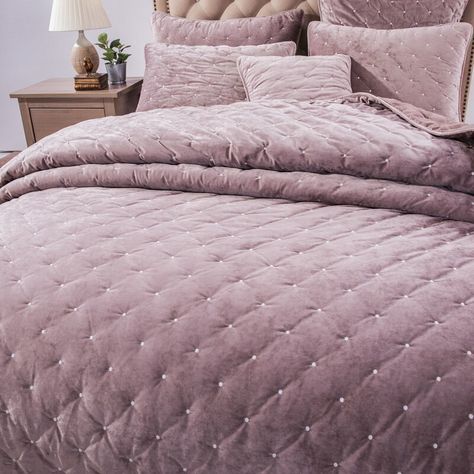 Mauve Bedroom, Tufted Pillow, Tufted Design, Purple Mauve, Wavy Design, Bed Skirts, Ruffle Bedding, College Design