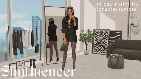 Simfluencer CAS Room (Updated) by LargeTayterTots | Patreon Sims 4 Cas Room, Cas Room, Sims 4 Cas Background, Cas Background, Dressing Screen, Sims 4 Body Mods, Tumblr Sims 4, Best Sims, Room Update