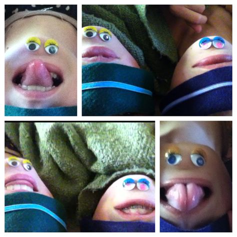 Put googley eyes on your chin using double sided tape and go upside down. Drooping Mouth Corners, Chin Faces Upside Down, Avoid Double Chin In Photos, Turn That Frown Upside Down, Googley Eyes, Face Painting, Fun Projects, Activities For Kids, Funny