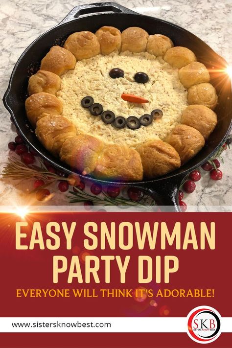 Melted Snowman Dip, Snowman Party Food, Snowman Appetizers, Winter Wonderland Food Ideas, Winter Party Food, Snowman Dip, Snowman Food, Winter Party Foods, Appetizer Display