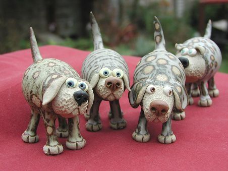 pottery dogs Pottery Uk, Mini Pottery, Pottery Dog, Dog Pottery, Dog Standing, Miniature Pottery, Pottery Animals, Sculptures Céramiques, Unique Pottery