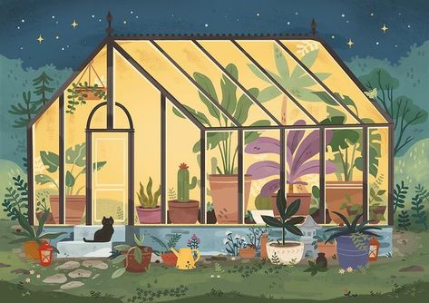 All Posts • Instagram Greenhouse Illustration, Puzzle Jigsaw, A Starry Night, At Night, Starry Night, Planets, Illustration Art, Art Deco, Instagram