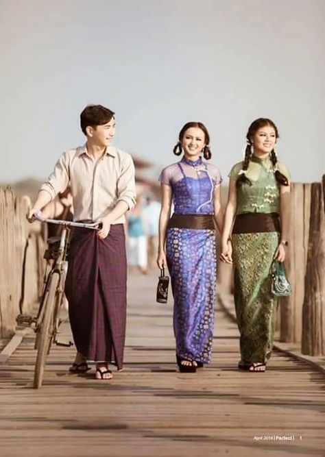 Myanmar clothes Myanmar Traditional Dress 1990, Burmese Culture, Vintage Myanmar, Burma Dress, Burmese Art, Myanmar Fashion, Myanmar Girl, Myanmar Art, Myanmar Clothes