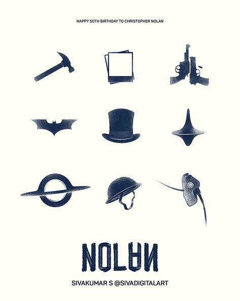 Christopher Nolan | 50th Birthday on Behance Tattoo Ideas Movies, Film Tattoo Ideas, Film Tattoo Ideas Movies, 500 Tattoo, Film Tattoo, Chris Nolan, Nolan Film, Actors Illustration, Movie Tattoo