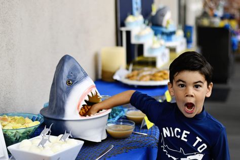 Megalodon Party, Shark Birthday Cupcakes, Jaws Birthday Party, Shark Themed Food, Shark Birthday Decorations, Shark Pool Party, Shark Birthday Party Ideas, Shark Party Ideas, Jaws Party