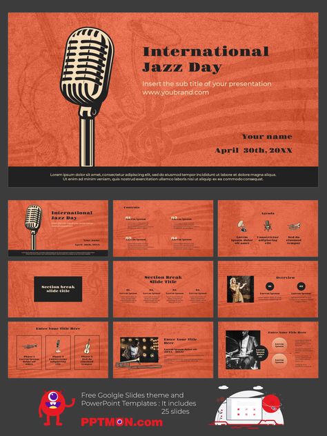 International Jazz Day Free Presentation Background Design – Google Slides Themes and PowerPoint Templates

#Jazz, #Illustration, #Vintage, #Retro, #Music, #Culture, #Event, #FREEPPTTEMPLATE, #POWERPOINTDESIGN, #POWERPOINTTEMPLATE, #GOOGLESLIDES, #GOOGLESLIDESTHEME, #GOOGLEPRESENTATION, #PRESENTATIONDESIGN, #FREEPOWERPOINTTEMPLATES

Powerpoint design, Powerpoint templates, Google slides, Google slides theme, Google presentation, Free powerpoint background, Presentation design Music Ppt Template, Music Presentation Template, Music Presentation Design, Powerpoint Design Templates Backgrounds, Music Powerpoint Background, Retro Presentation, Presentation Background Design, Music Presentation, Music Powerpoint