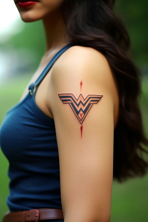 Wonder Woman Logo Tattoo, Wonder Woman Tattoos, Woman Tattoo Ideas, Wonder Woman Tattoo, Best Tattoo Ideas For Men, Woman Tattoos, Anniversary Tattoo, Cuff Tattoo, Illusions Art