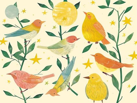 Spring-Birds - New beginning Embrace the Easter spirit with our adorable bird illustration! 🐣🌸 Overflowing with charm and joy, like the joyful birds of spring, this artwork symbolizes new beginnings and the beauty of new life. Perfect for sharing smiles and spreading warmth this Easter season. 🎉🐥 . . . #EasterJoy #HappyEaster #EasterIllustration #SpringVibes #EasterDecor #EasterSpirit #SpringArt #EasterCelebration #ArtisticEaster #IllustrationArt #EasterSmiles #EasterMagic #EasterGreetings #... Sprig Illustrations, Spring Scattering Stars, Cozy Spring Illustration, Spring Birds Illustration, Spring Cat Illustration, Easter Illustration, Spring Birds, Easter Season, Easter Greetings