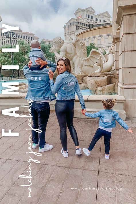 Mommy And Me Jean Jacket, Jean Jacket Family Pictures, Light Denim Jacket, Family Vacay, Jean Jacket Outfits, Top Fashion Bloggers, Family Shoot, Family Diy, Family Picture Outfits