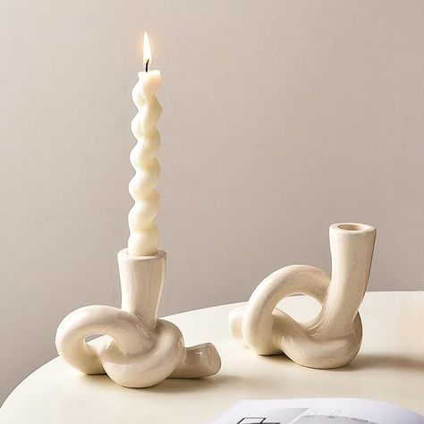 Modern candlestick holders are designed with rope shape, novel, unique and creative. it can handle various styles, you can use it as vintage candle holder or minimalist decor candlesticks, easy to match with various different decorative scenes. #ad #homedecor #modern Boho Candle Holders, Scandinavian Livingroom, Candle Holders Christmas, Design With Rope, Christmas Candlesticks, Boho Candle, Black Candle Holders, Home Decor Table, Ceramic Candle Holders