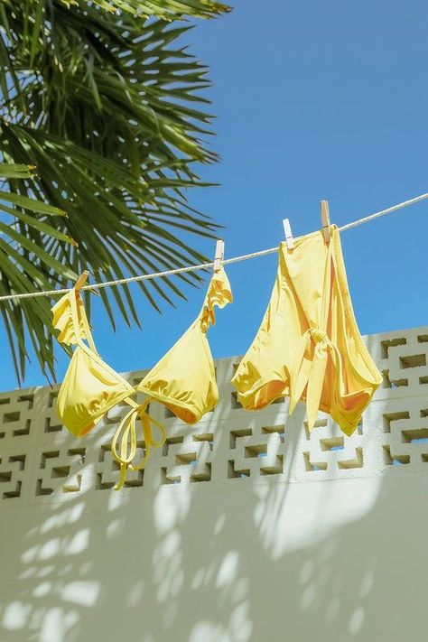 Bathing Suit Photoshoot, Cute High Waisted Bikinis, Dippin Daisys, Swimwear Aesthetic, Beach Goddess, Yellow Swimsuit, Trendy Bikinis, Yellow Tie, Swimsuit Sale