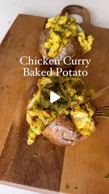 BORED OF LUNCH on Instagram: "Air Fryer Chicken Curry Baked Potato 🥔

The quickest and easiest method for preparing a baked potato with an air fryer. Pairing it with a speedy chicken curry transforms it completely .

458 calories 
Serves 2

Ingredients
- 2 baking potatoes 
- 2 chicken thighs (double if meal prepping)
- 2 tsp curry powder
- 1 tbsp olive oil (or low calorie spray)
- Salt and pepper
- Chives (for garnish)

For the curry
1 tbsp mango chutney
1 tsp curry powder
½ tsp turmeric 
4 tbsp light mayo

Method
1. Season your baking potatoes with olive oil, salt and pepper and pierce the potato with a fork. Pop into the airfryer for 30 minutes at 200
2. While the baked potato is cooking, marinate your chicken thighs in 2 tsp of curry powder 
3. When the potato has done 30 mins, pop the Baking Potatoes, Chicken Potato Bake, Crunchy Mama, Instagram Recipes, Jacket Potato, Mango Chutney, Potato Curry, Chicken Potatoes, Baked Potatoes