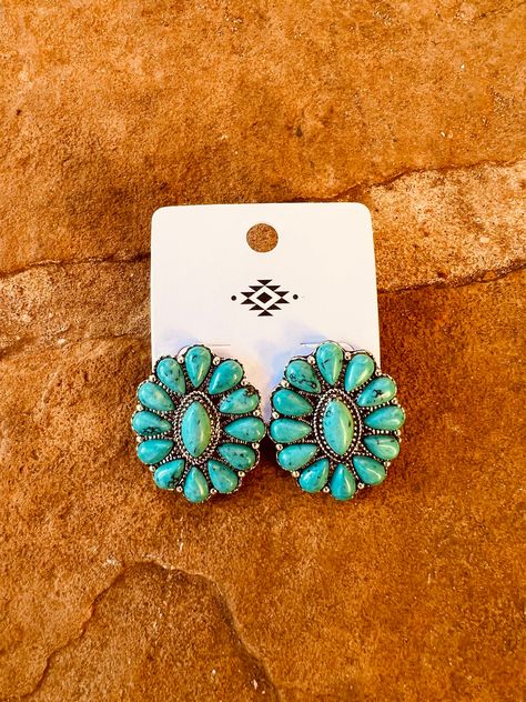 Western Bridesmaid Jewelry, Western Wishlist, Western Earring, Turquoise Cowgirl, Western Fashion Jewelry, Nfr Outfits, More Precious Than Rubies, Cowgirl Accessories, Silver Turquoise Jewelry