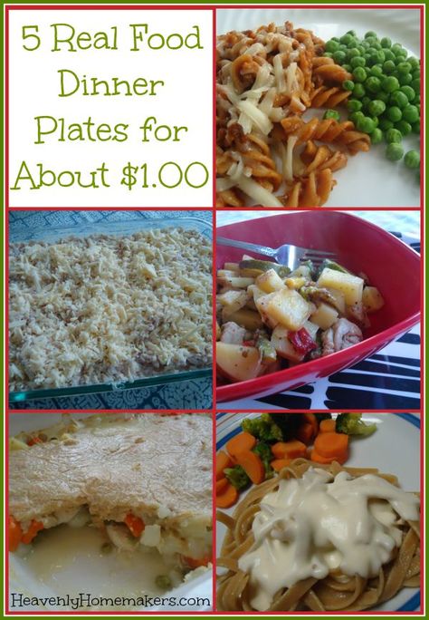 5 Real Food Dinner Plates for About $1.00 Dinners For 1, Real Food Dinner, Food Dinners, Dinner On A Budget, Pot Pies Recipes, Food Dinner, Frugal Meals, Cheap Meals, Budget Meals