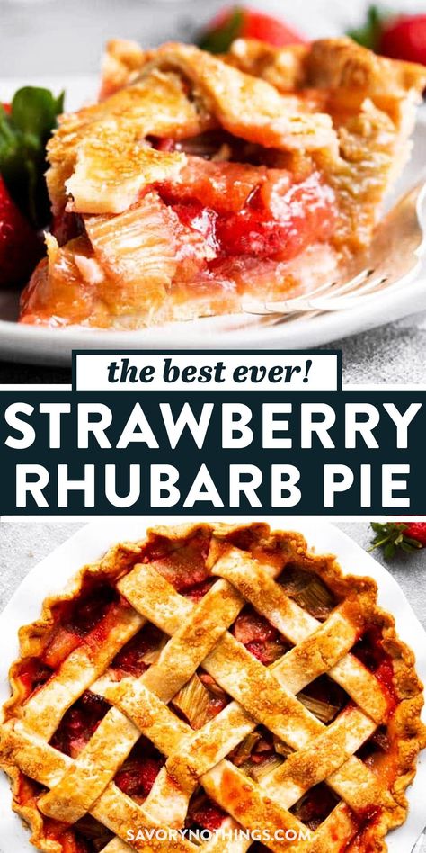 Easy Strawberry Rhubarb Pie, Rhubarb Pie Recipe, Strawberry Rhubarb Pie Recipe, Rhubarb Recipes Pie, Recipe Cheesecake, Spring Dessert, Homemade Snickers, Strawberry Rhubarb Pie, Cheesecake Dessert