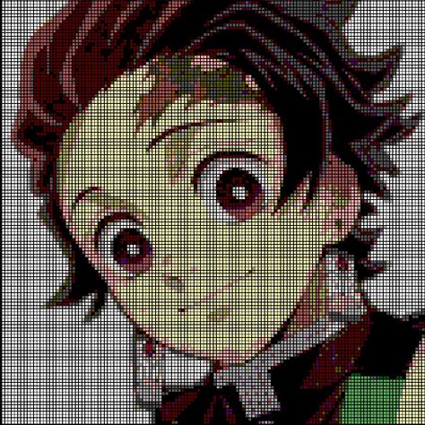 This is my pixel art of Tanjiro Kamado from Demon Slayer Demon Slayer Pixel Art Grid, Demon Slayer Pixel Art, Naruto Birthday, Anime Pixel, Pixel Art Grid, Pola Kristik, Anime Pixel Art, Tanjiro Kamado, Pixel Art Pattern