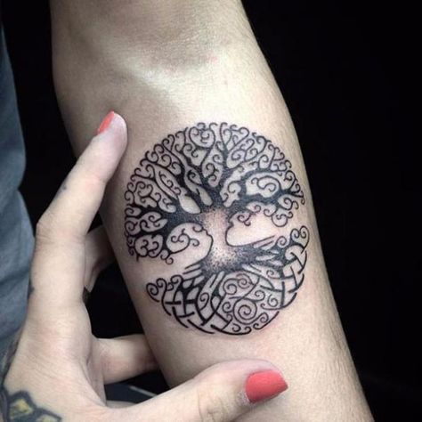 85 Most Beautiful Tree Of LIfe Tattoo Ideas | YourTango Celtic Tree Tattoos, Yggdrasil Tattoo, Viking Tattoo Symbol, Viking Tattoo Sleeve, Rune Tattoo, Tree Tattoos, Tree Tattoo Designs, Alien Tattoo, Small Girl Tattoos