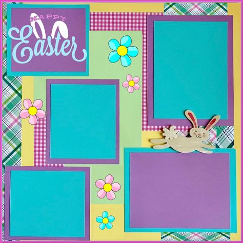 Easter Scrapbook Layouts, Easter Borders, Scrapbook Layouts Ideas, Easter Scrapbooking, Spring Scrapbook, Easter Scrapbook, Scrapbooking Layouts Travel, Easter 2024, Scrapbook Design Layout