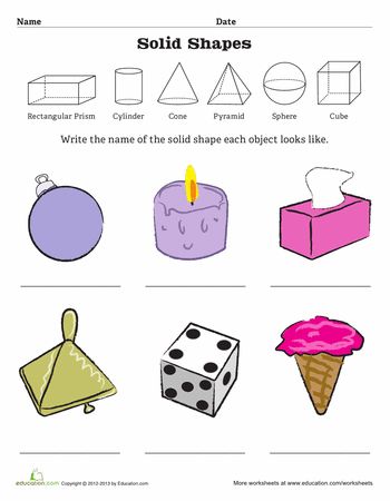 Worksheets: Geometric Solid Shapes Solid Shapes Worksheet, Alt Ideas, Multiplication Fun, Teaching Geometry, Shapes Kindergarten, 3rd Grade Math Worksheets, Geometry Worksheets, Teacher Toolkit, 1st Grade Math Worksheets