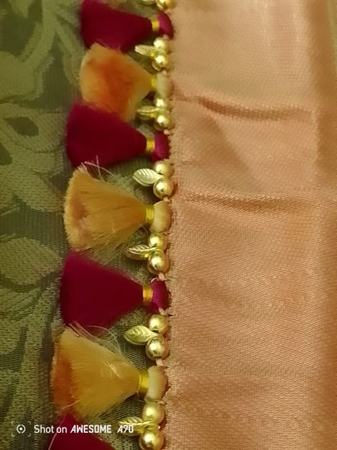 Kongu Mudulu Designs, Kuchu Designs Saree Latest, Saree Kuchulu, Saree Kuchu New Designs, Tassels Designs, Saree Tassels Designs, Kuchu Designs, Saree With Belt, Saree Kuchu Designs