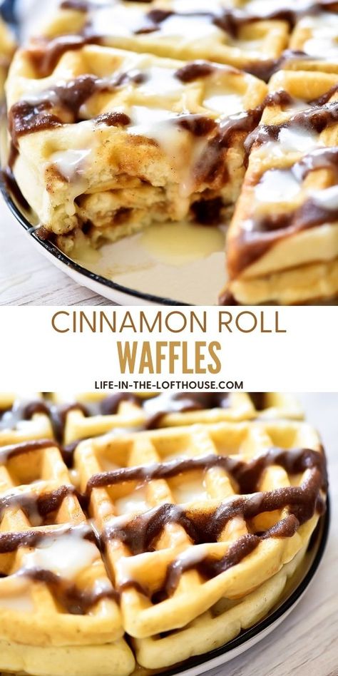 Cinnamon Roll Waffles Recipe, Cream Cheese Syrup, Canned Cinnamon Rolls, Cinnamon Waffles, Maple Cream Cheese, Cinnamon Roll Waffles, Waffle Iron Recipes, Cinnamon Roll Pancakes, Waffle Maker Recipes