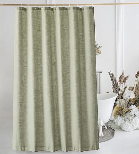 PRICES MAY VARY. BOHO FARMHOUSE BATHROOM DECOR -- Simplicity is never out of style. Decorate your bathroom in rustic, natural style with this sage green linen shower curtain set, brings a bit of a laid-back, effortless vibe to your bath. Just add good read and a glass of vino to complete your at-home spa. FLAX LINEN TEXTURED SHOWER CURTAIN -- Linen is wonderful, which is known for being eco-friendly and skin-friendly, non-toxic, wrinkle-resistant, and non-fading. We used 180GSM premium natural l Cute Shower Curtain, College Bathroom, Luxury Shower Curtain, Green Bathroom Decor, Cute Shower Curtains, Green Shower Curtains, Bathroom Decor Luxury, Bathroom Shower Curtain, Striped Shower Curtains