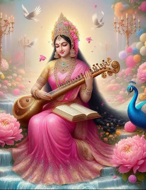 Saraswati Mata Wallpaper, Rajput Princess, Image Of Krishna, Sharada Devi, Rani Padmini, Devi Photos, Bhakti Movement, Mata Wallpaper, Mata Saraswati