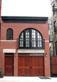 Brooklyn Homes, Carriage House Doors, Carriage House Garage, Townhouse Exterior, Carriage House Plans, Little House Plans, Nyc Manhattan, Brick Exterior House, House Doors