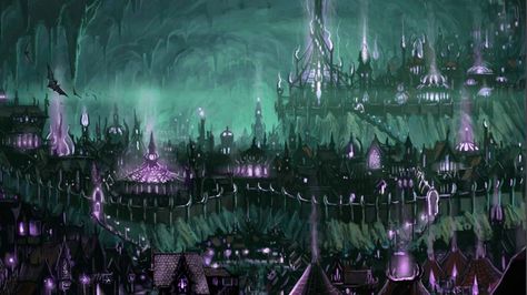 underground city Mroczny Elf, Elf City, Cave City, Creature Fantasy, Underground Cities, Rpg Map, Forgotten Realms, Fantasy City, Fantasy Castle