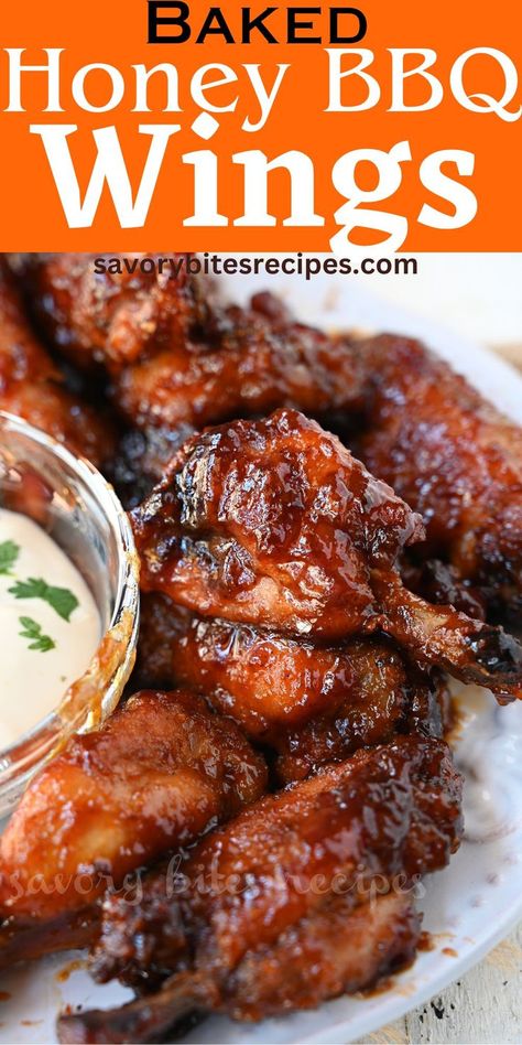 Home Made Wings Recipes, Easy Honey Bbq Sauce, Honey Bbq Wing Sauce Recipes, Chicken Wings Bbq Sauce, Easy Homemade Chicken Wings, Hot Honey Bbq Wings, Baked Honey Barbeque Chicken, Honey Barbecue Wings, Honey Bbq Wings Crockpot