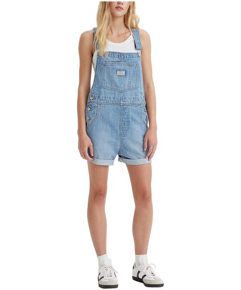 Levi's Women's Vintage Short Overalls | Marks Levi Overalls Shorts, Cute Denim Overalls, Short Jean Romper Outfit, Shorteralls Outfits, Overalls Shorts Outfit, Jeans Romper, Denim Shortalls, Overalls Outfit, Thrift Haul