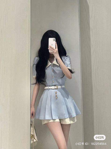 Korean Outfits Shorts, Skirt Outfits Asian, Outfit Ideas Korean, Summer Korean Fashion, Asian Streetwear, Coord Set, Cute Dress Outfits, Kpop Fashion Outfits, Fancy Outfits