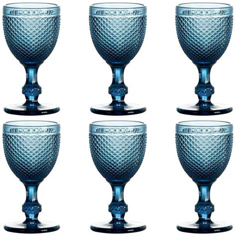 PRICES MAY VARY. For any Occasions - Blue Wine Glassware set of 6, Vintage and Embossed Design Make Them Unique or Perfect Decoration or a Great Gift for Any Event and Occasions,such as Birthday, Christmas, Anniversary, Housewarming, Bachelorette Party, New Year, Father's Day, Mother's Day, Valentine's Day, Bridal Shower, Wedding Party, Festivals, Special Days and more Multi-application - Blue Glasses Drinking Goblets set, Classic and elegant outlook, vivid color and clear, Suitable size,300 ml Blue Water Goblets, Wine Glassware, Colored Wine Glasses, Blue Wine Glasses, Glassware Drinking, Party Bar, Party Bars, Blue Glasses, Glasses Drinking