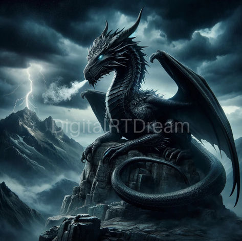 🐉 Unleash the Power of the Black Dragon - Exclusively on Etsy! 🎨✨ 🌟 Embark on a journey into the realm of fantasy with our captivating black dragon art. With its fierce gaze, formidable presence, and majestic wings, this mythical creature embodies strength, mystery, and untamed power. Black Dragon Fantasy Art, Black Dragon Art, Dragon Fantasy Art, Mythical Creatures Fantasy, Dragon Artwork Fantasy, Mythical Creature, Dragon Artwork, Black Dragon, Dragon Art