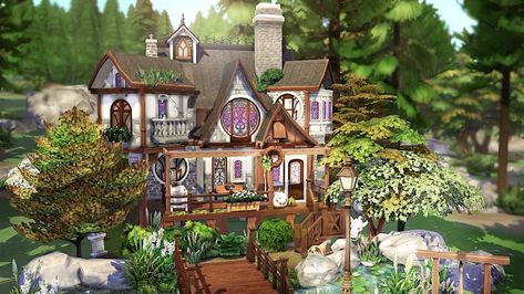 Witch House Plans, Sims 4 Witch House, Sims House Ideas, Sims 4 Build Ideas, Sims 4 House Ideas, Cottage Layout, Cottage Floor Plan, Sims 4 Cottage, Witchy Cottage