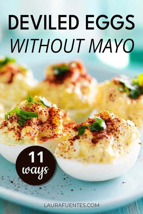 Deviled Eggs Recipe Best No Mayo, No Stuff Deviled Eggs, Mayo Free Deviled Eggs, Sour Cream Deviled Eggs, How To Serve Deviled Eggs, Elevated Deviled Eggs, Deviled Eggs Sour Cream, Carnivore Deviled Eggs, Deviled Eggs Recipe Without Mayo