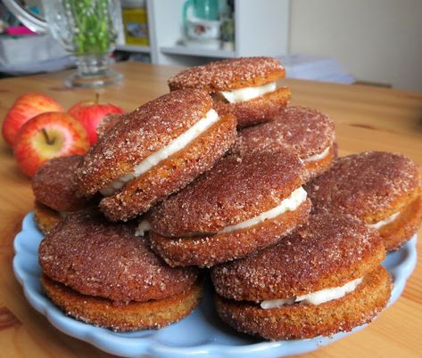 Apple Cider Donut Whoopie Pies Whoopie Pie Pan, Good Tuesday Morning, Whoopie Pie Recipe, Chocolate Whoopie Pies, The English Kitchen, English Kitchen, English Kitchens, Apple Cider Donuts, Whoopie Pies