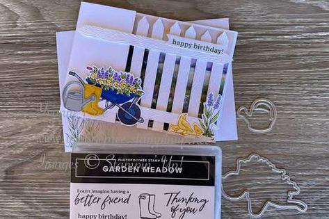 Garden Meadow bundle Stampin’ Up!, Card Fold, Picket Fence Birthday card Lattice Cards, Garden Meadow, Stampin Up Card, Picket Fence, Fun Fold Cards, Stampin Up Cards, Lattice, Card Ideas, Fence