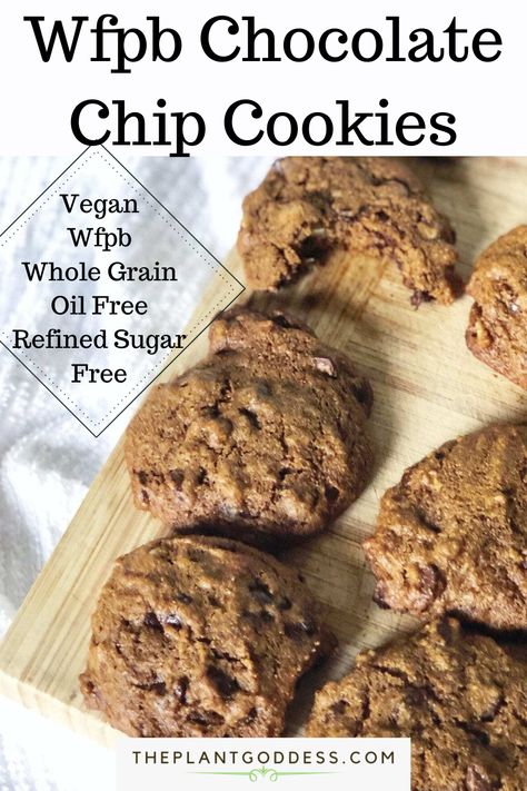 Yacon Syrup, Plant Based Cookies, Plant Based Dessert Recipes, Oatmeal Chocolate Chip Cookie Recipe, Chocolate Chip Cookies Ingredients, Plant Based Desserts, Gluten Free Chocolate Chip Cookies, Wfpb Recipes, Vegan Chocolate Chip Cookies