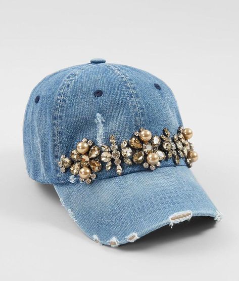 Olive & Pique Denim Baseball Hat - Women's Hats in Denim | Buckle Bone Bordado, Dope Hats, Machine Work, Felt Hats, Altered Couture, Fashion Cap, Hat Ideas, Diy Hat, Fancy Hats