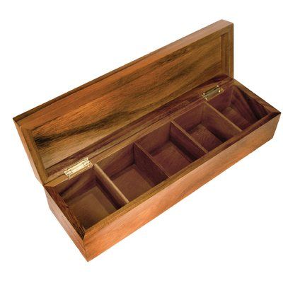 Fox Run Craftsmen Gourmet Townhouse Tea Box Size: 3.75" H x 14.75" W x 4.38" D Wood Tea Box, Easy Teas, Butcher Block Oil, Wooden Tea Box, Tea Sampler, Tea Storage, Tea Box, Storage Bins, Acacia Wood