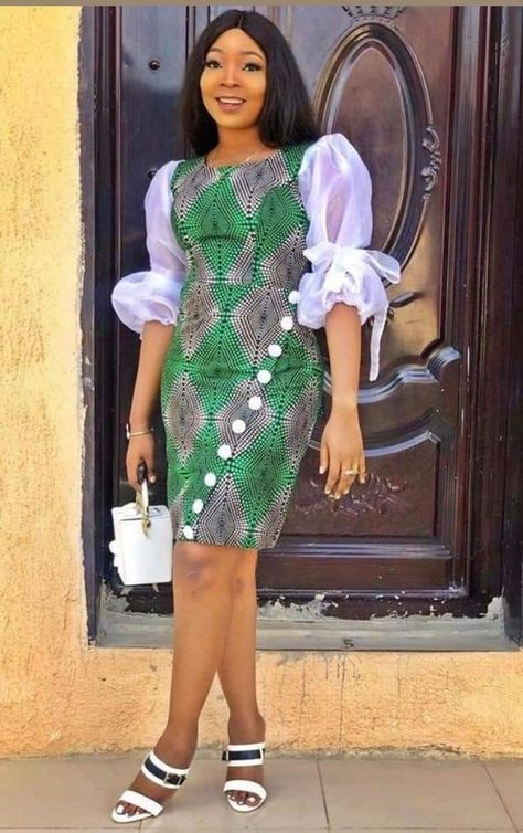 Organza Sleeves Style, Ankara Short, Ankara Short Gown Styles, Ankara Long Gown Styles, Best African Dresses, Short African Dresses, African Fashion Skirts, Short Dress Styles, African Wear Dresses