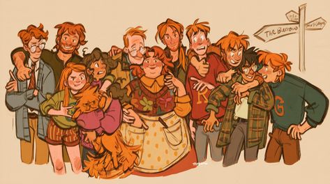 The Weasleys, Weasley Family, Funny Harry Potter Jokes, Harry Potter Feels, Images Harry Potter, Harry Potter Artwork, Harry Potter Comics, Harry Potter Headcannons, Harry Potter Drawings