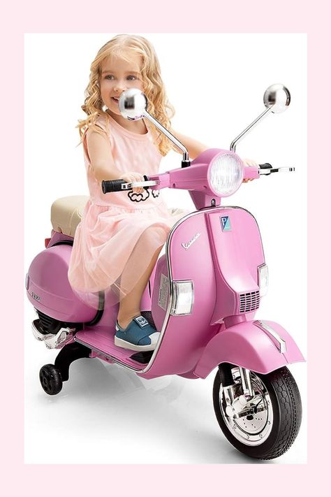 Kids Gift Idea - Kids Vespa 12V Scooter Vespa Scooter, On Motorcycle, Riding Toys, Scooter Girl, Vespa Scooters, Kids Scooter, Ethnic Dress, Ride On Toys, Kids Ride On