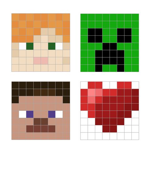 Minecraft Mob Heads Grid, Minecraft Faces Template, Minecraft Characters Printables, Minecraft Characters Faces, Minecraft Beads Pattern, Minecraft Eyes, Minecraft Face Paint, Perler Minecraft, Minecraft Perler Bead Patterns